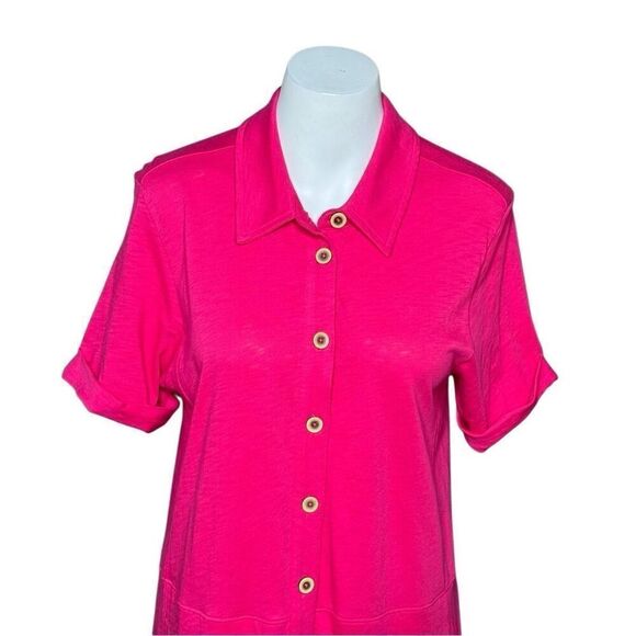 Soft Surroundings hot pink Filipa button down shirt dress size M - Picture 4 of 13